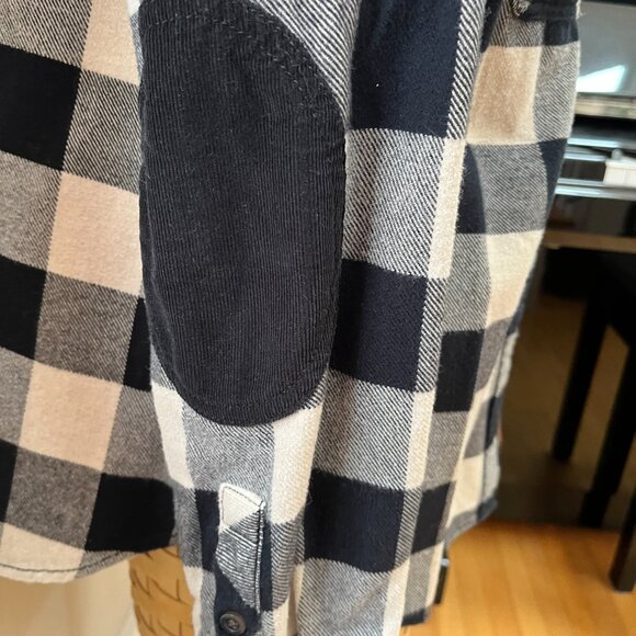 Roots Buffalo Plaid Black/Cream Checked Flannel, Size Small - Picture 3 of 4